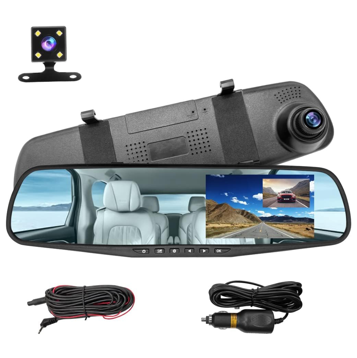 Miniatura 2 de Retrovisor Espejo Doble Cámara Full Hd